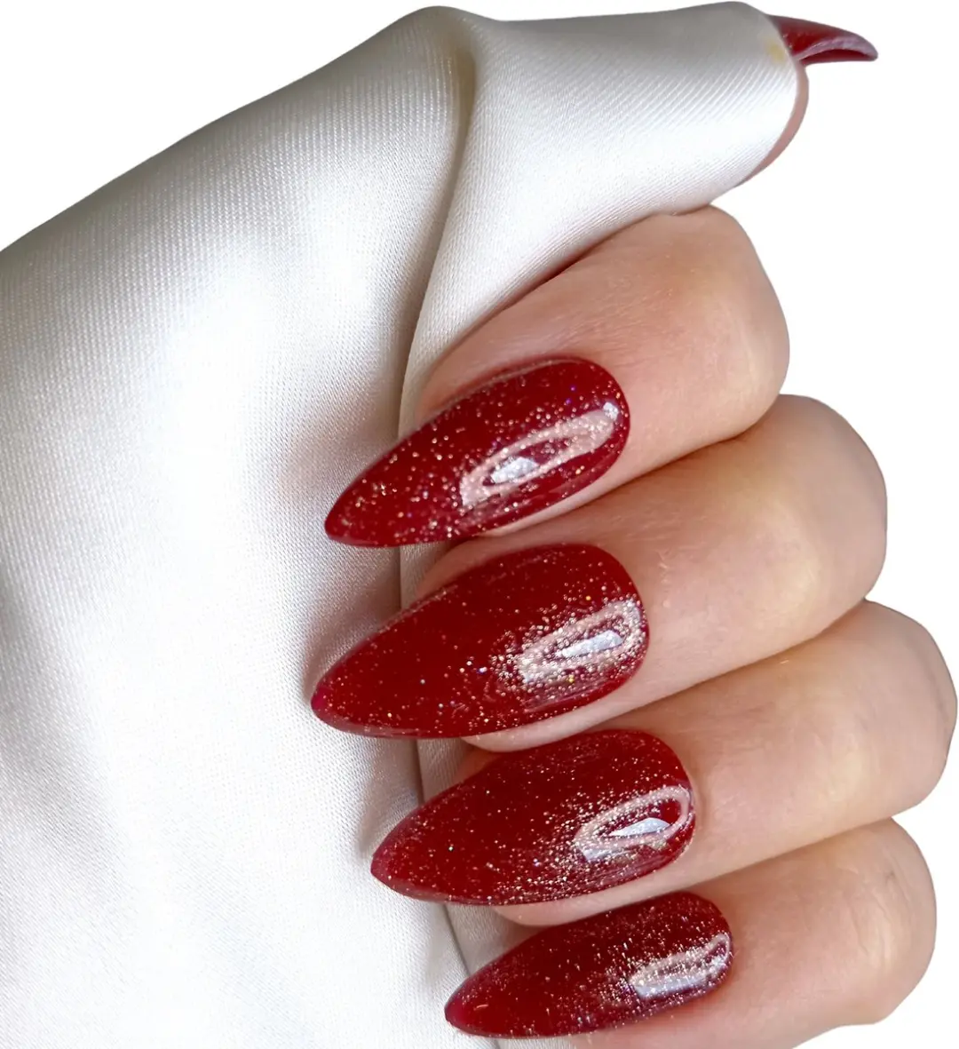 SD Press on Nails No. 161 Lambada Rood Shimmer Plaknagels - 20 Stuks
