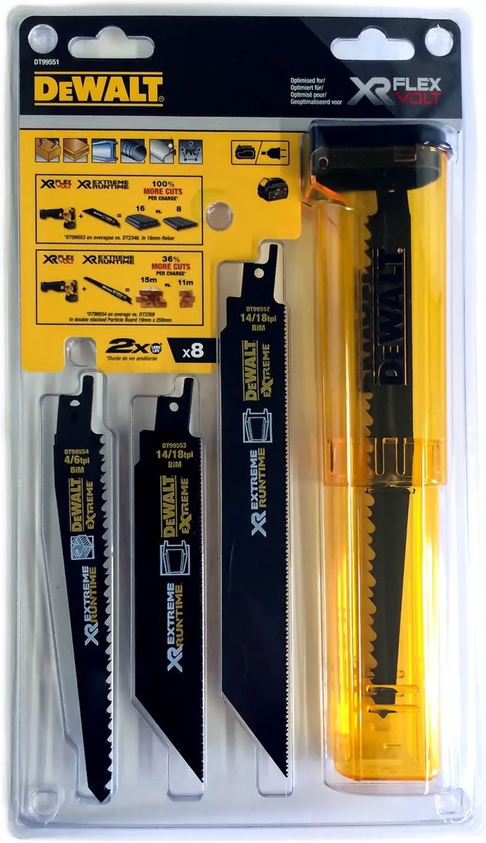 DeWalt DT99551-QZ Reciprozaagbladen - 8-delig - Hout/Metalen