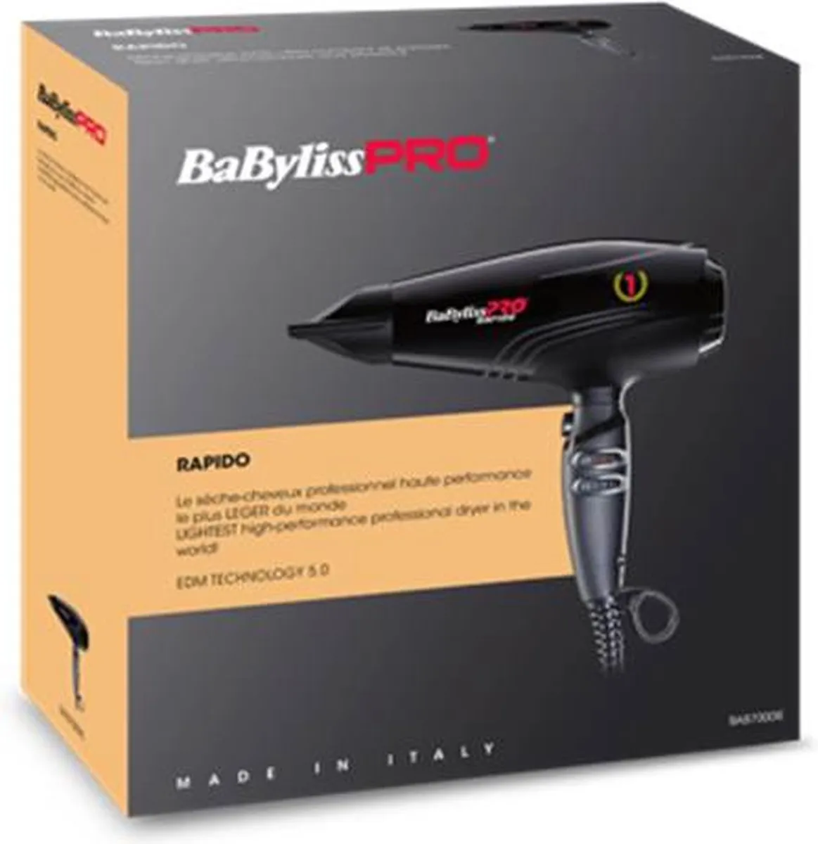BaByliss Pro Rapido BAB7000IE Föhn - 2200W - 12 standen - Zwart