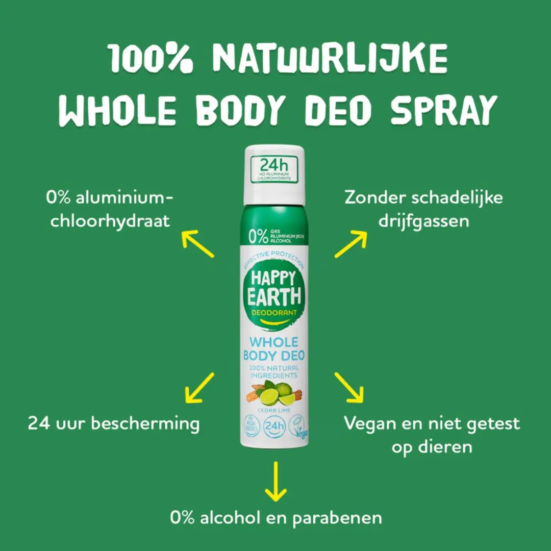 Happy Earth Body Deo Spray Cedar Lime 100ml