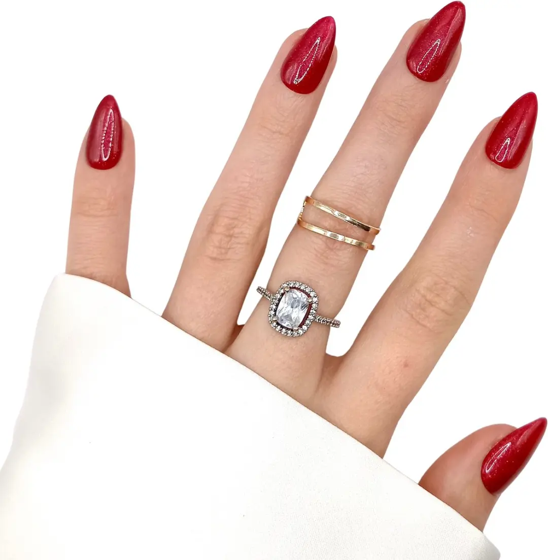 SD Press on Nails B-107 Plaknagels - Rood Glans - 20 Stuks