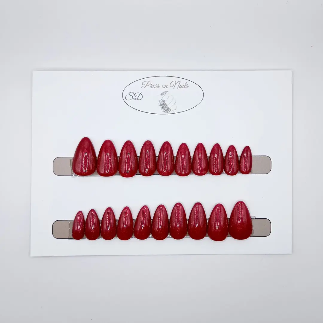 SD Press on Nails B-107 Plaknagels - Rood Glans - 20 Stuks