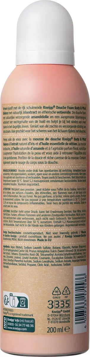 Kneipp Body & Mind Balance Douche Schuim 200ml - Iris & Vetiver