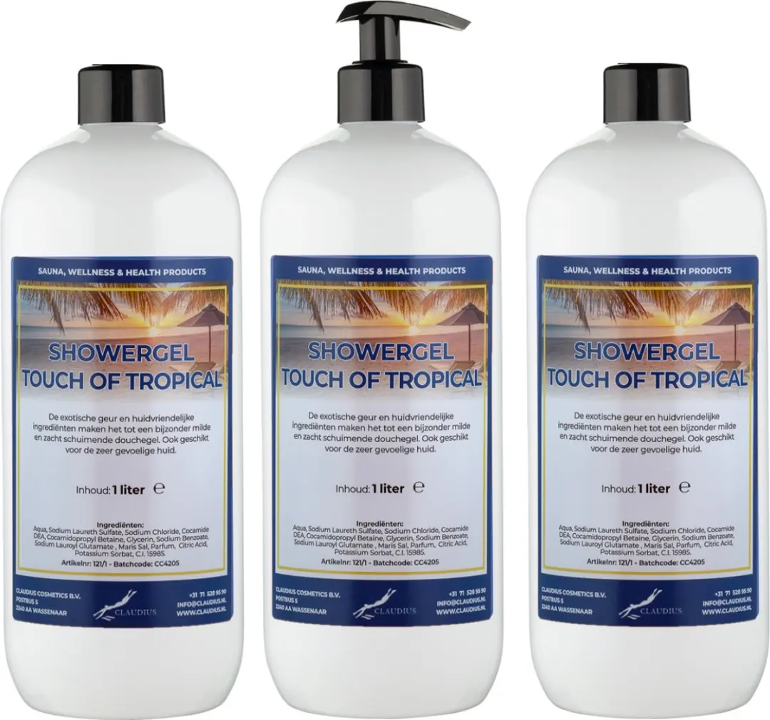 Splashbox Cosmetics Douchegel Touch of Tropical 1L - 3 Stuks