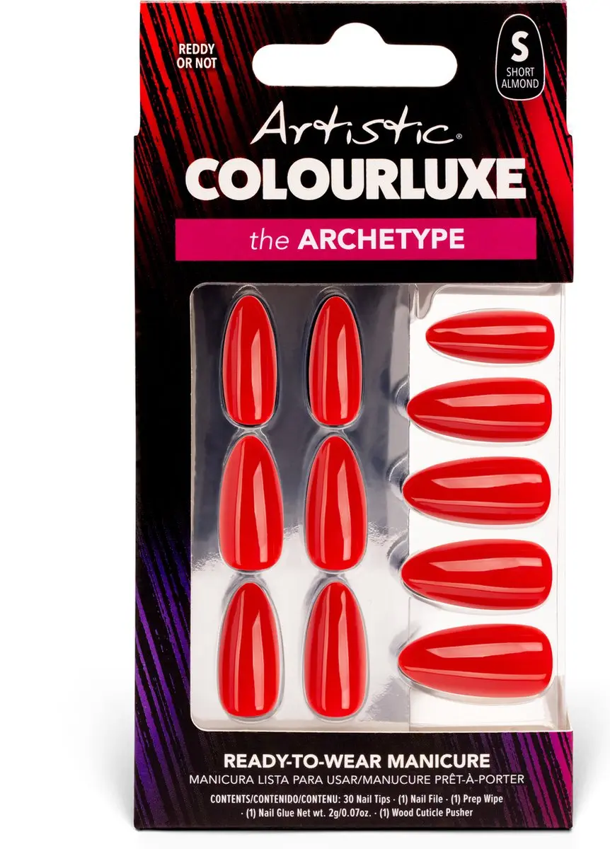 Artistic Nail Design Colourluxe Press On Tips Reddy Or Not - Short Almond