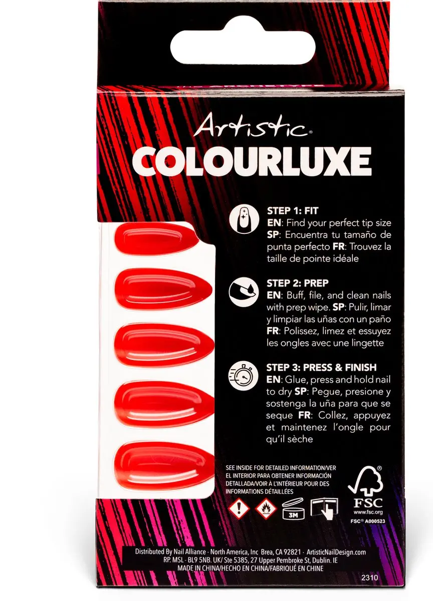 Artistic Nail Design Colourluxe Press On Tips Reddy Or Not - Short Almond