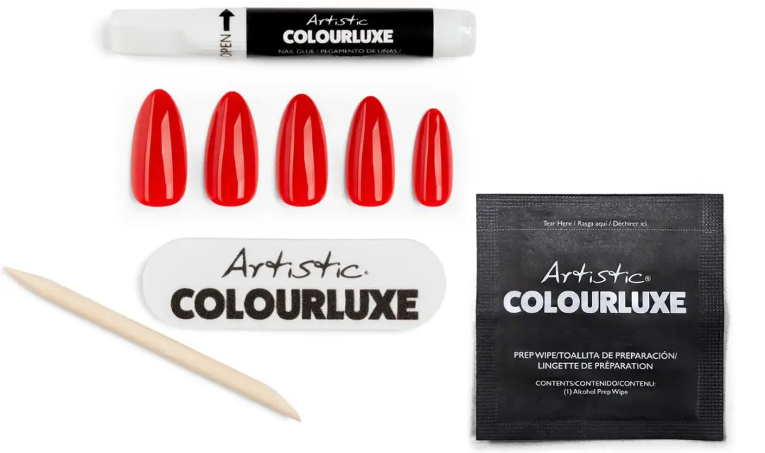 Artistic Nail Design Colourluxe Press On Tips Reddy Or Not - Short Almond