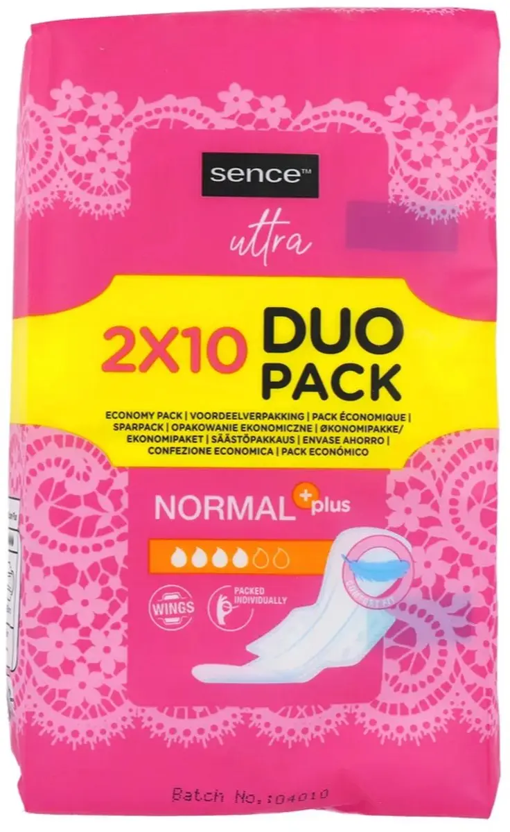 Sence Ultra Normal Plus Maandverband - 20 Stuks - Geel/Roz