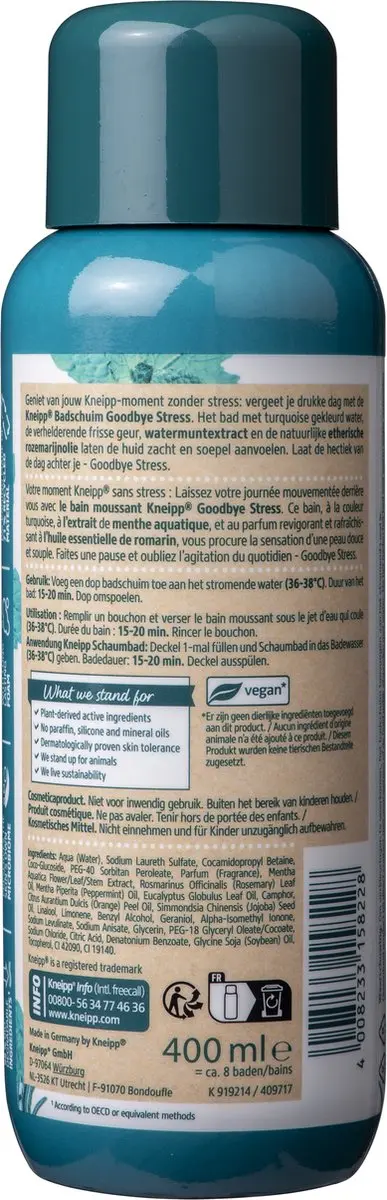 Kneipp Goodbye Stress Badschuim 400ml - Watermunt & Rozemarijn