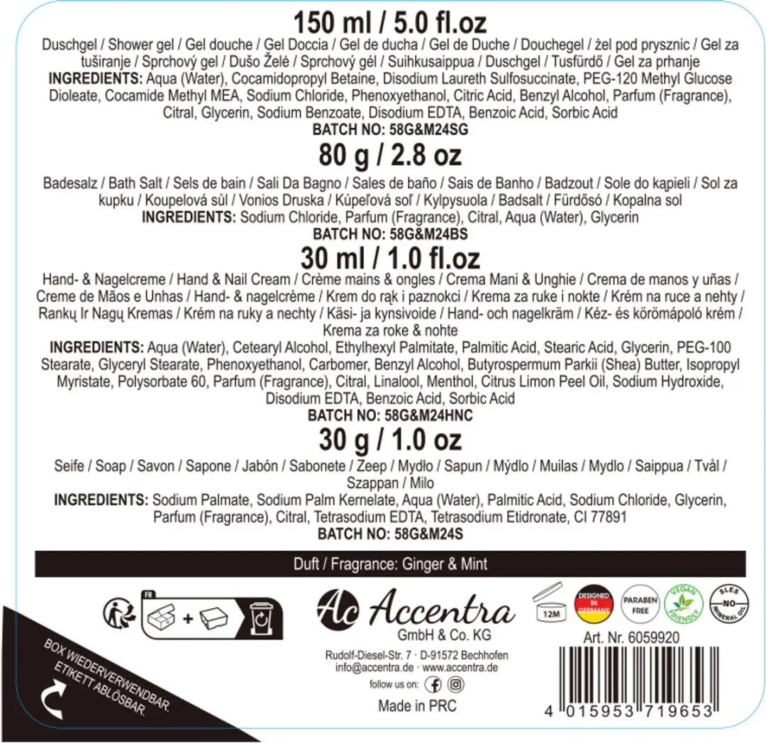 Accentra Winter Spa Badset - 4 Stuks - 290ml