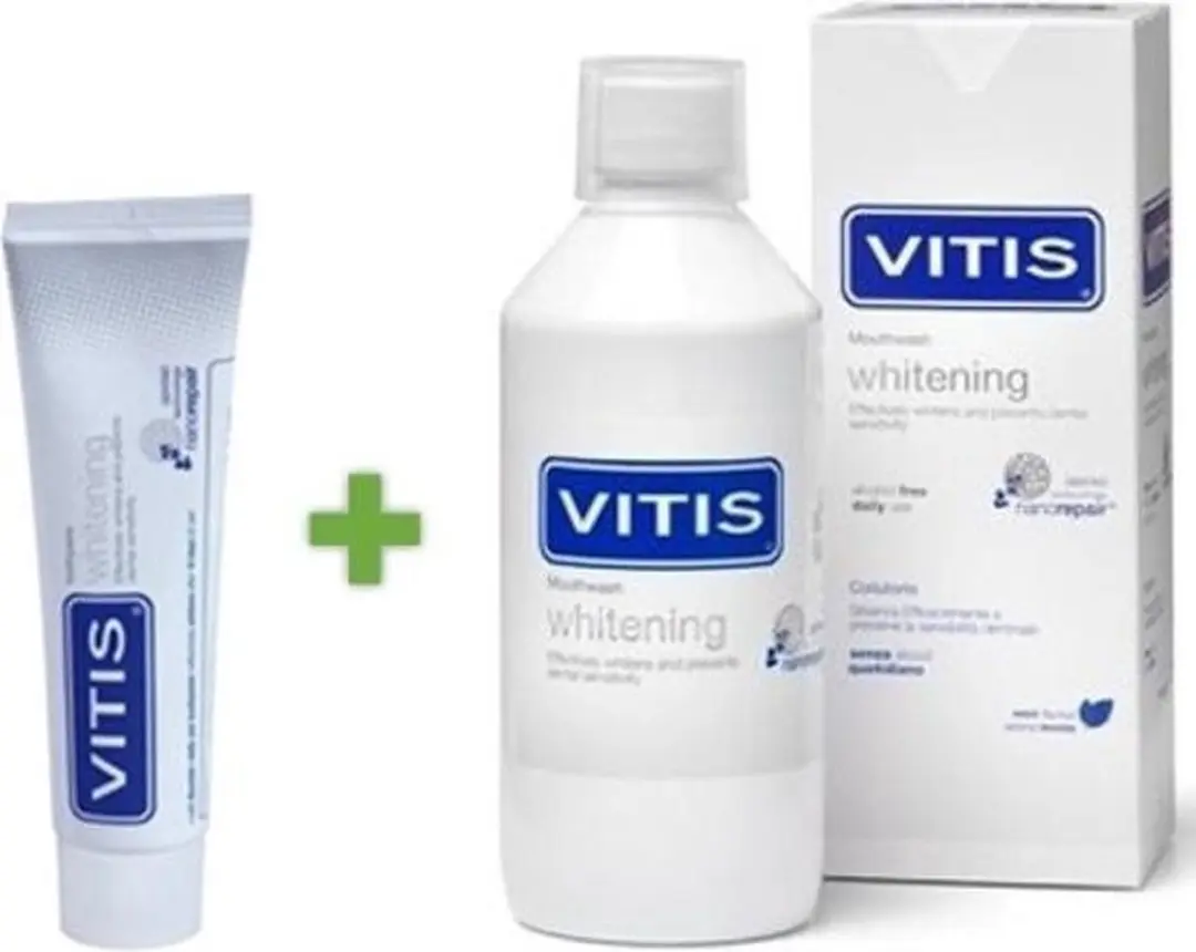 Vitis Whitening Tandpasta & Mondwater Pakket - 2 Stuks