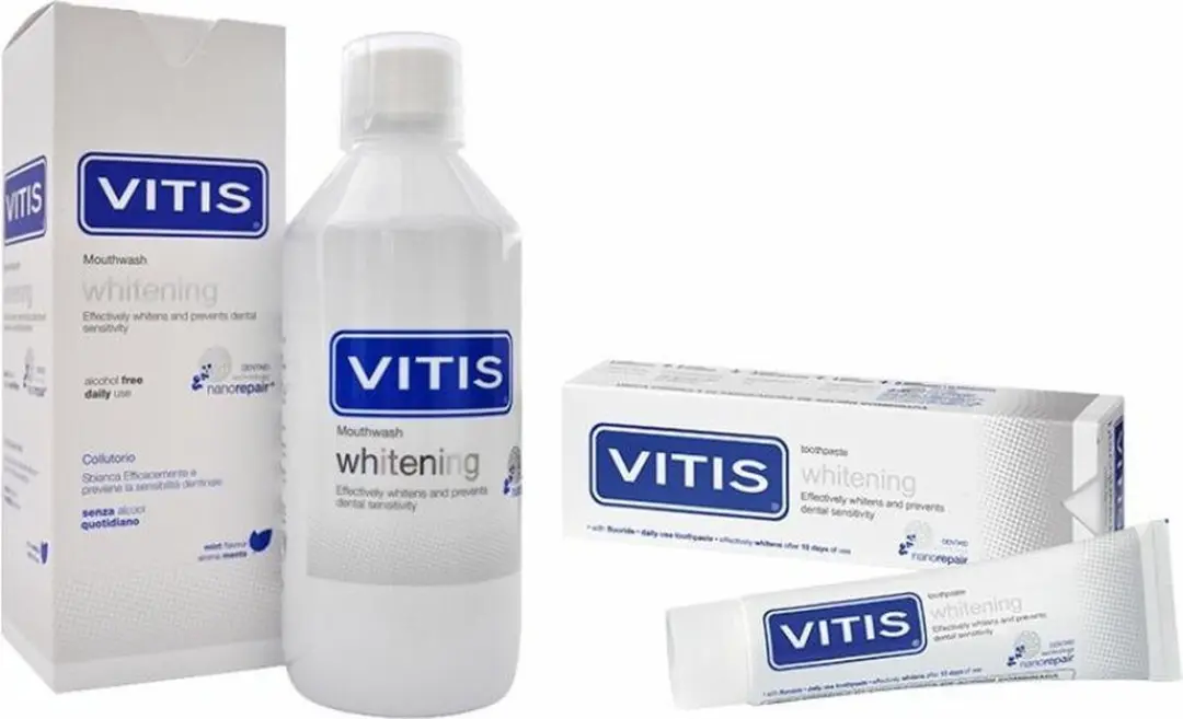 Vitis Whitening Tandpasta & Mondwater Pakket - 2 Stuks