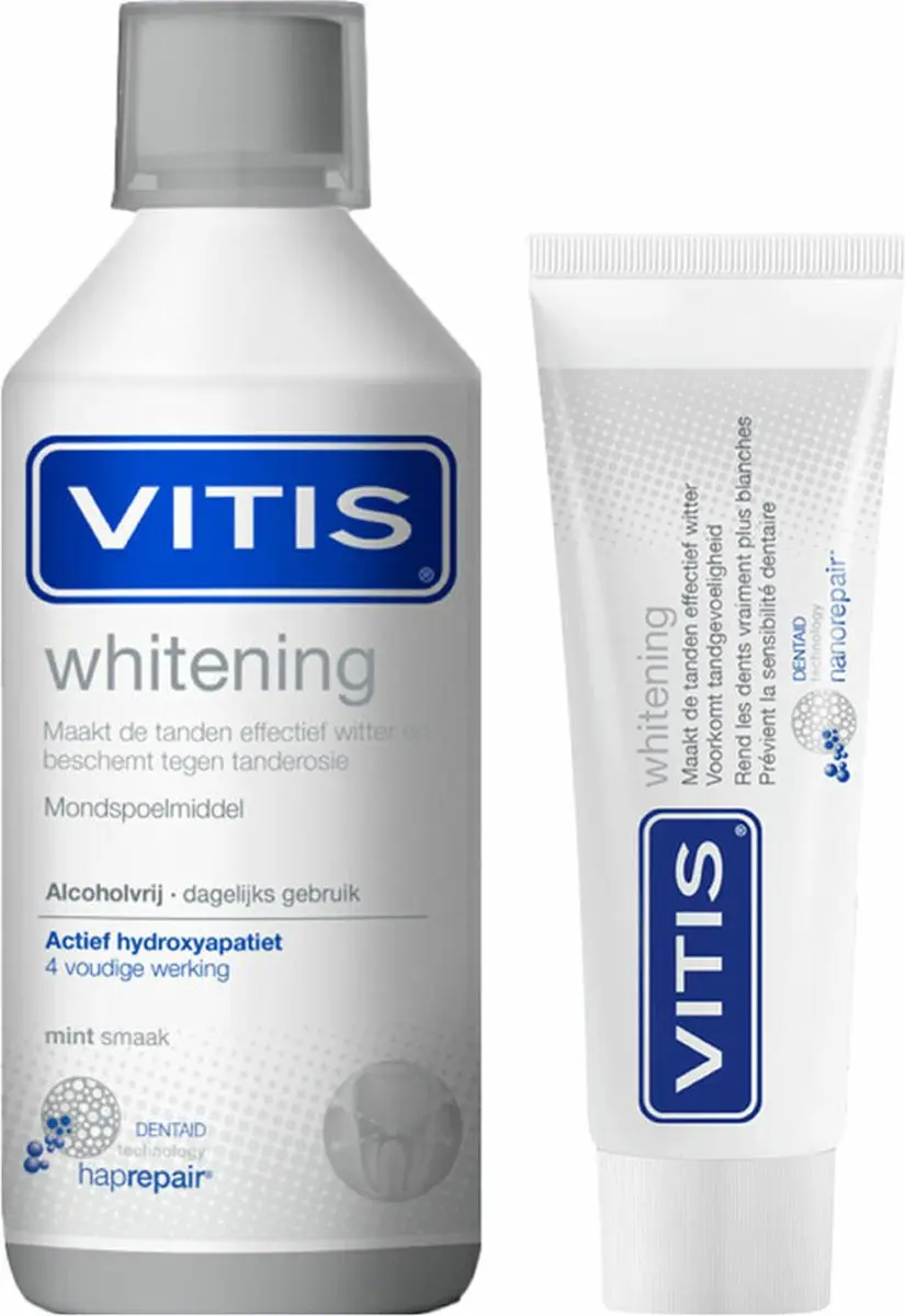 Vitis Whitening Tandpasta & Mondwater Pakket