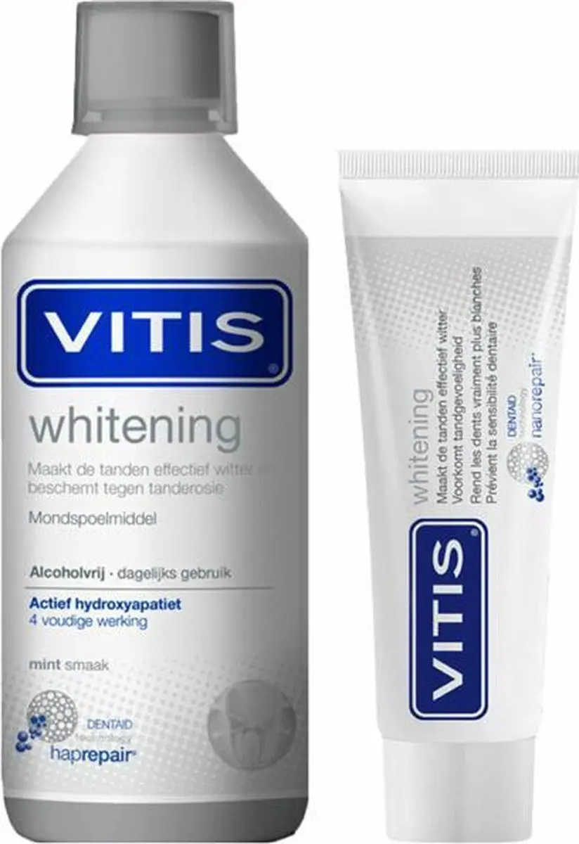 Vitis Whitening Tandpasta & Mondwater Pakket - 2 Stuks