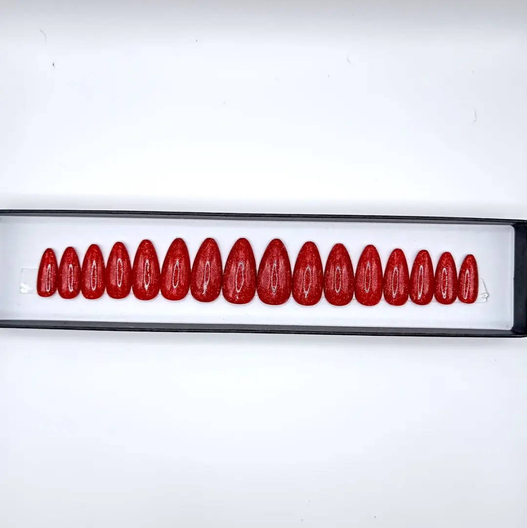 SD Press on Nails No. 19 Red Light Nagelset - 20 Stuks - Glitter Rood