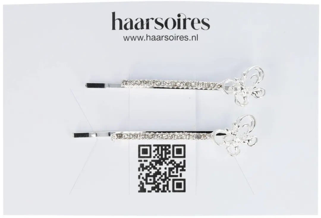 Haarsoires Haarspeld Schuifspeldjes 6cm - Strass Zilver - 2 Stuks