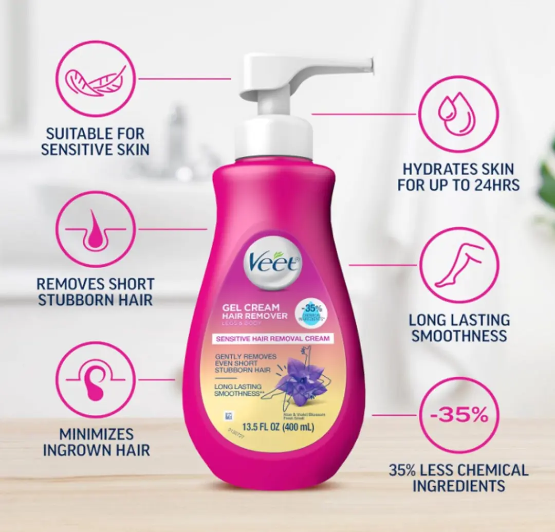 Veet Gel Haarverwijderingscrème Gevoelige Huid 400ml - Aloë Vera & Vitamine E