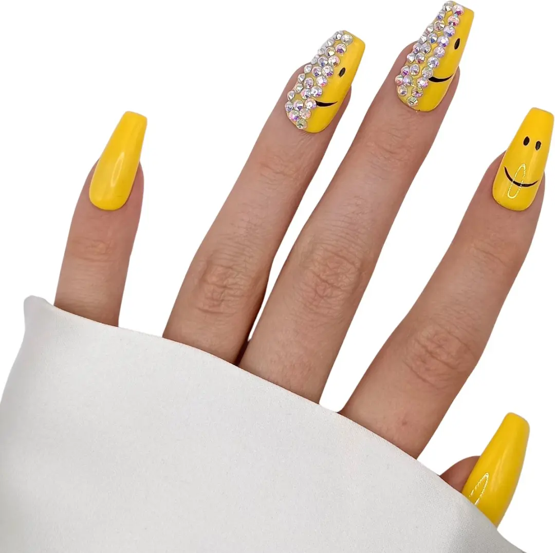 SD Press on Nails Luxury's No. 165 Return of the Smiley - Geel - 20 Stuks