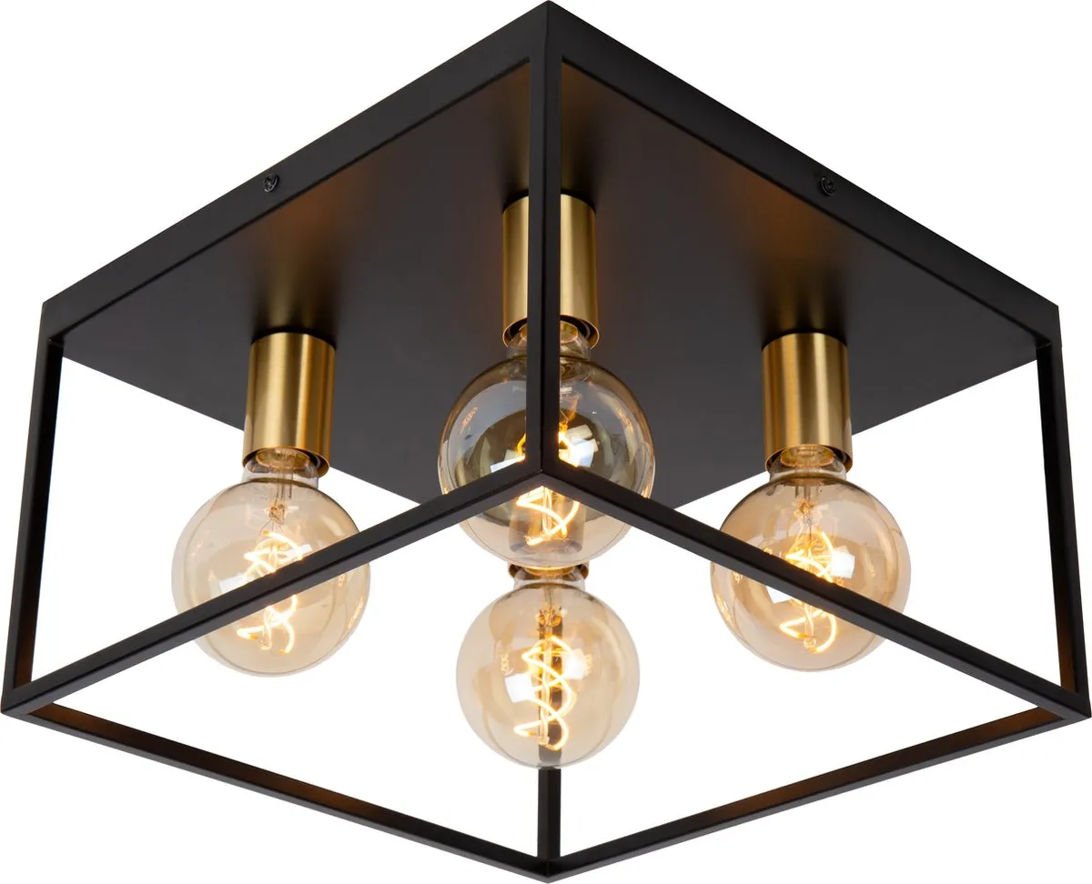 Lucide Ruben Plafondlamp 4xE27 - Zwart