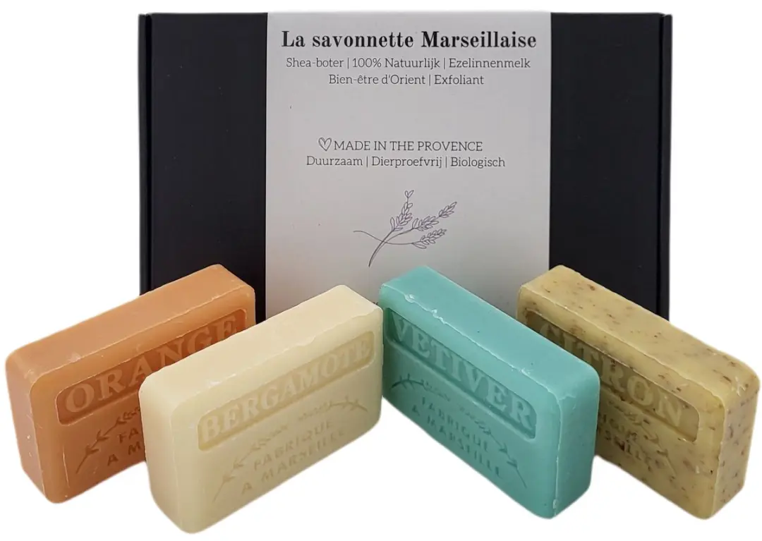 Savon de Marseille Zeepcadeau Sinaasappel Bergamot Citroen Scrub Vetiver
