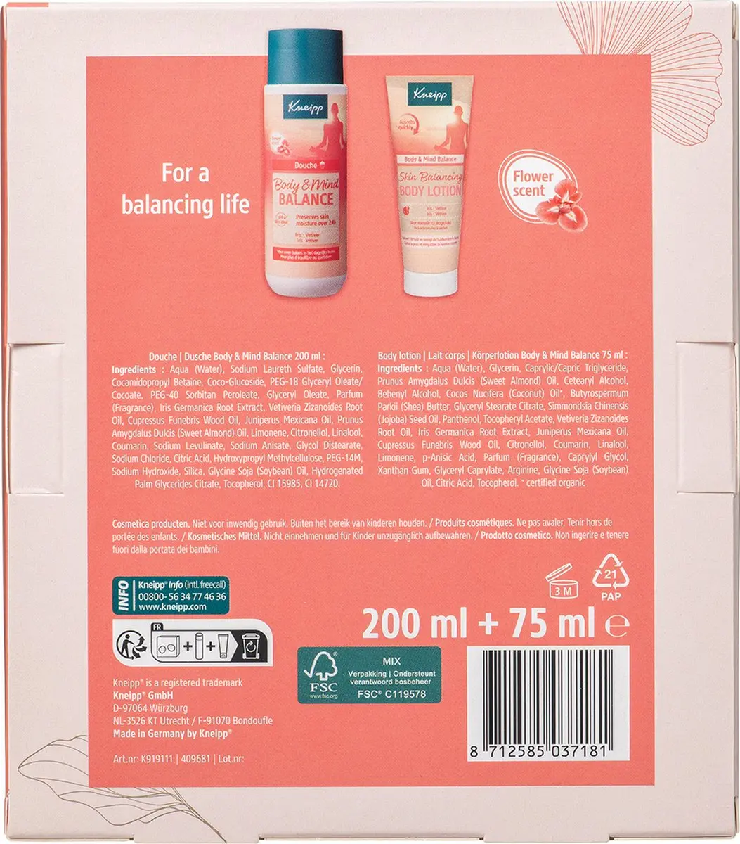 Kneipp Body & Mind Balance Geschenkset - Iris & Vetiver - 275ml