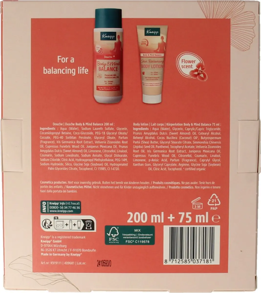 Kneipp Body & Mind Balance Geschenkset - Iris & Vetiver - 275ml