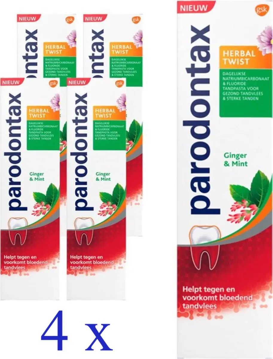 Parodontax Herbal Twist Tandpasta - 300ml (4x75ml) - Gember & Munt