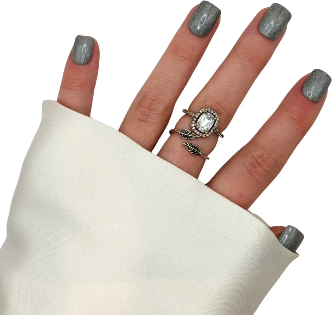 SD Press on Nails B256 Plaknagels Grijs Glitter - 20 Stuks - afbeelding 6 van 6