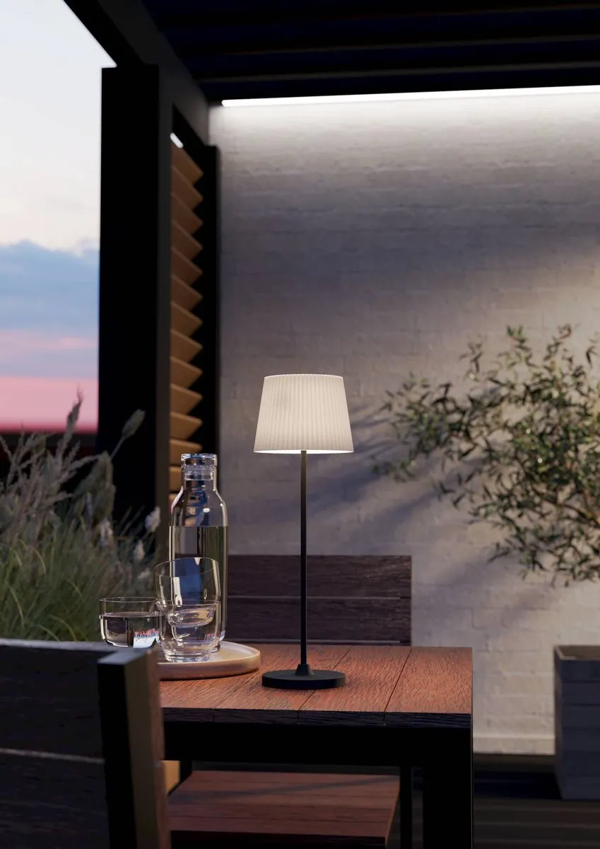 Eglo Leonero Oplaadbare LED Tafellamp 37cm - Zwart/Beige