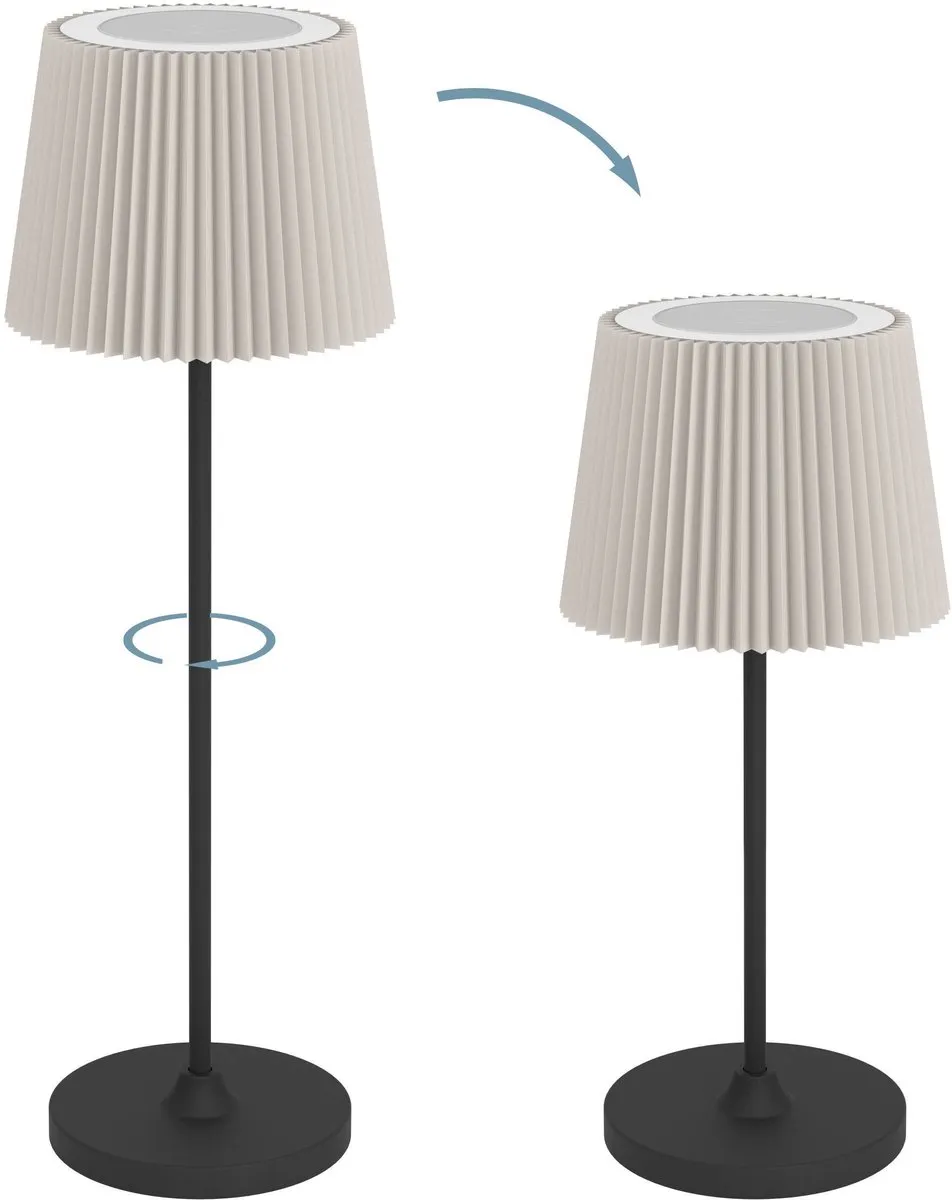 Eglo Leonero Oplaadbare LED Tafellamp 37cm - Zwart/Beige