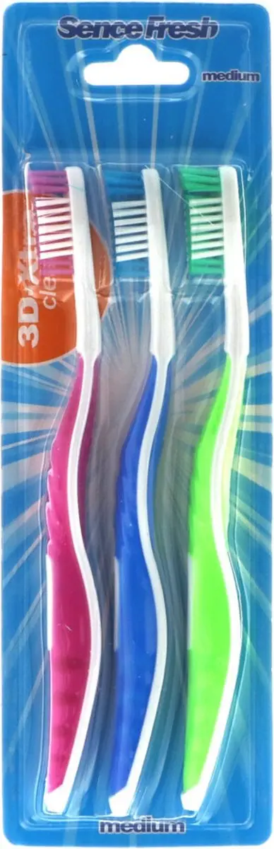 Sence Tandenborstels 3D Extra Clean Medium - 20 Stuks (6x3) - Assorti