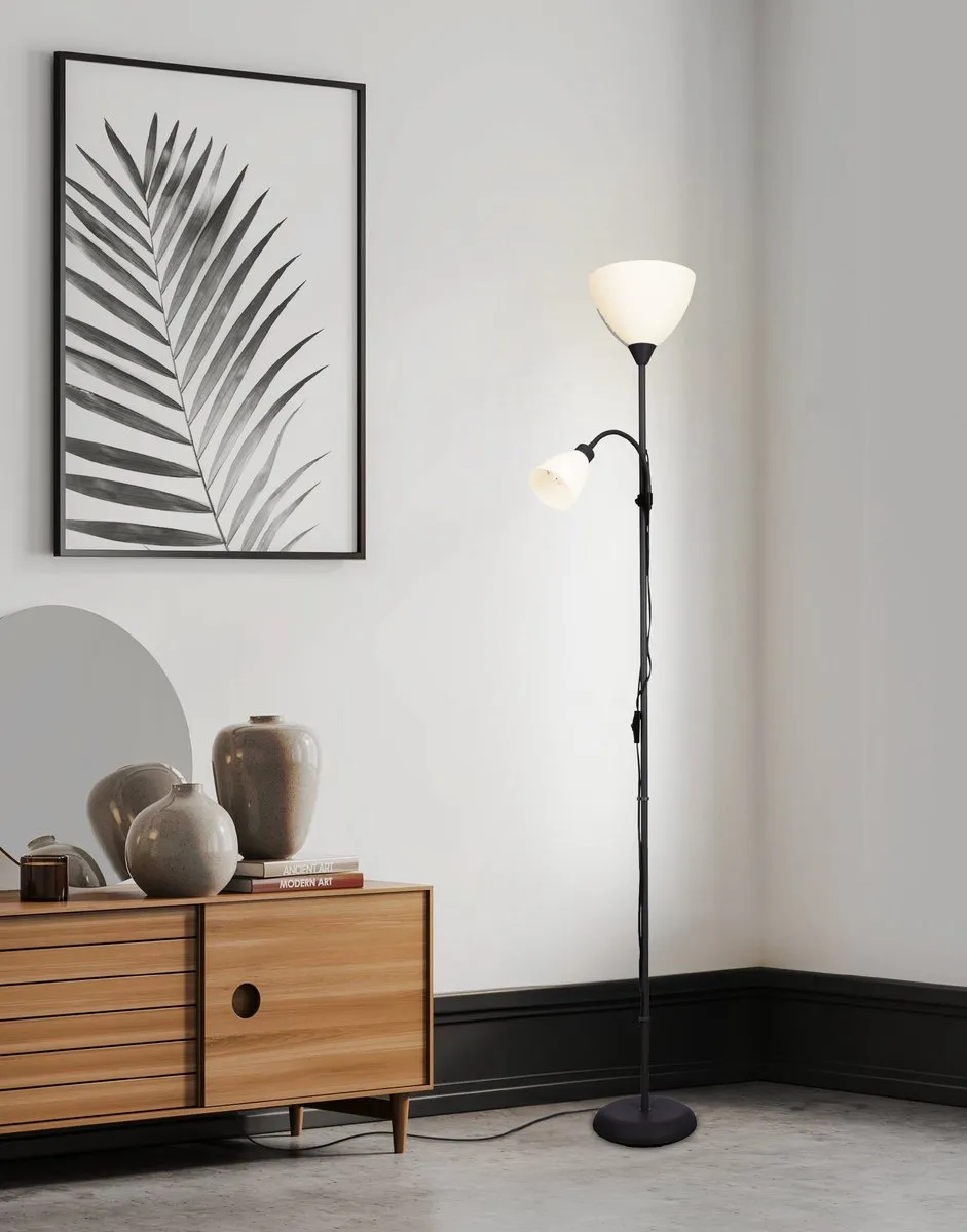 Eglo Montanini-E Vloerlamp E27/E14 - 2x40W - 176cm - Zwart/Wit