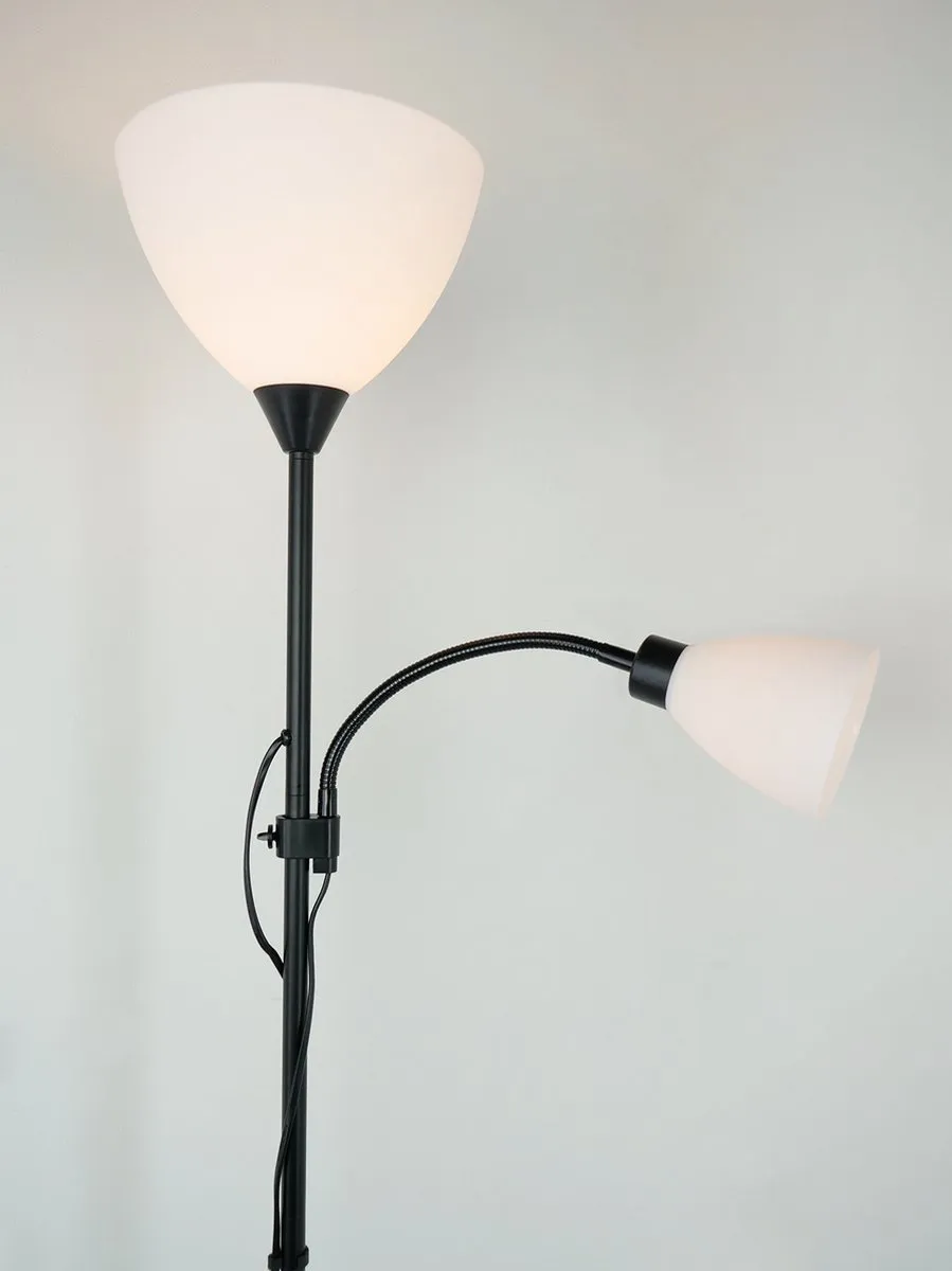 Eglo Montanini-E Vloerlamp E27/E14 - 2x40W - 176cm - Zwart/Wit