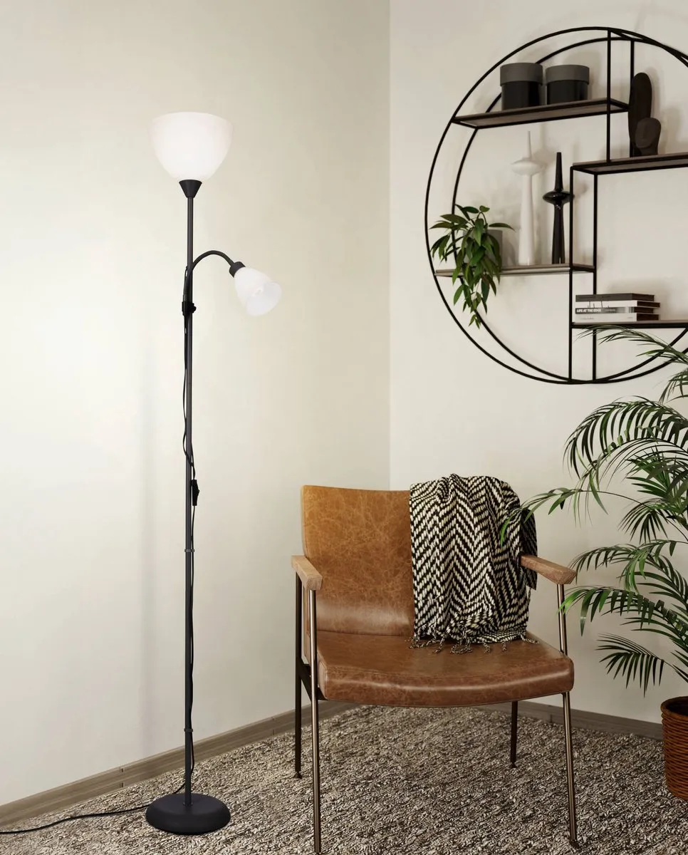 Eglo Montanini-E Vloerlamp E27/E14 - 2x40W - 176cm - Zwart/Wit