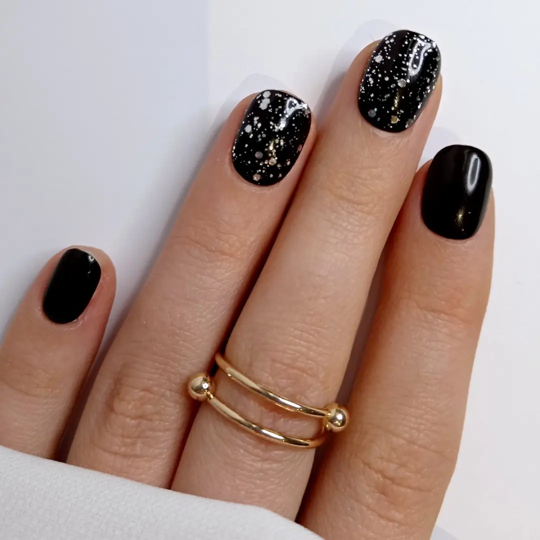 SD Press on Nails Zwart Glitter Nagelset - 20 Stuks