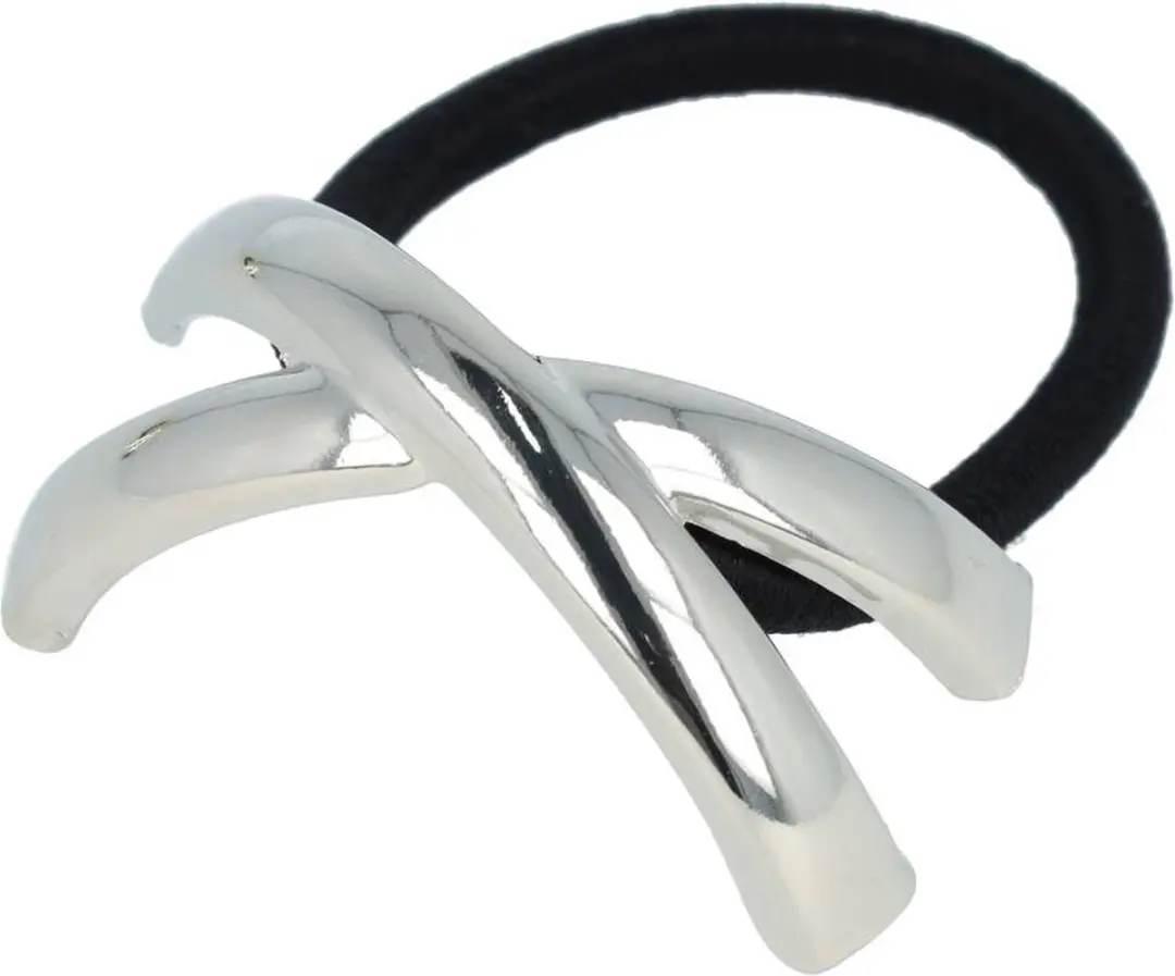 Haarsoires Cuff Haarelastiek 5cm - Zwart Zilver