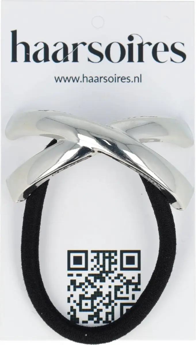 Haarsoires Cuff Haarelastiek 5cm - Zwart Zilver