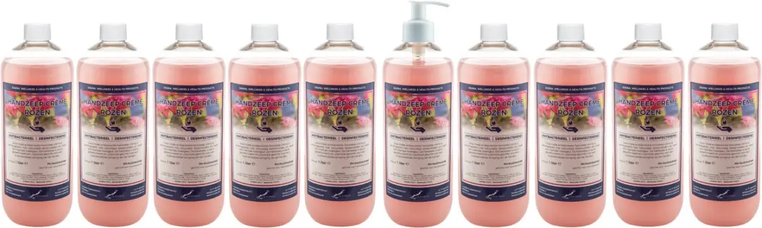 Splashbox Cosmetics Handzeep Crème Rozen 1L - Set 10 Stuks