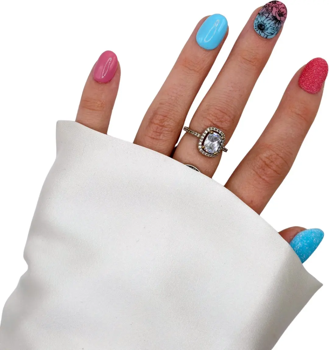 SD Press on Nails Así es la Vida Nagelset - 20 Stuks - XS Almond - Blauw Roze Sugar Print