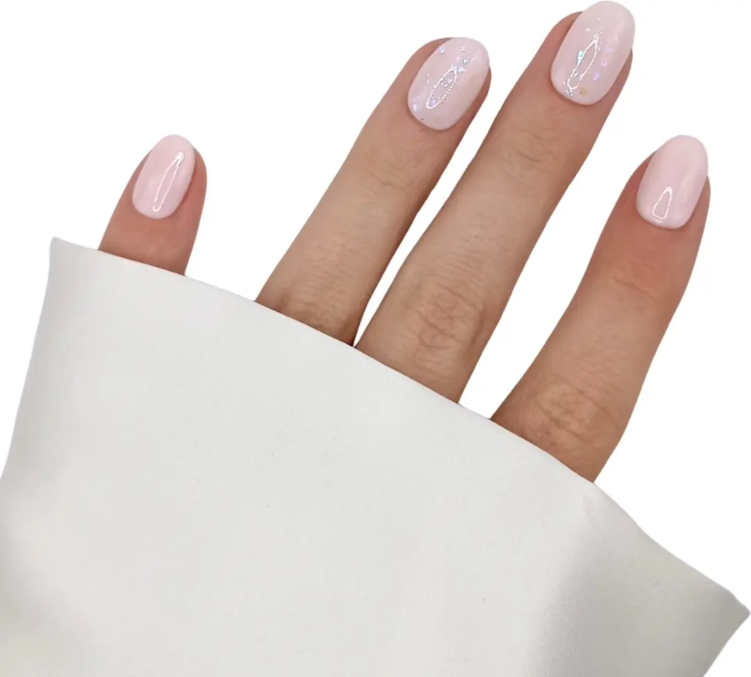SD Press on Nails B-19 Plaknagels - Nuderoze Glitter - 20 Stuks