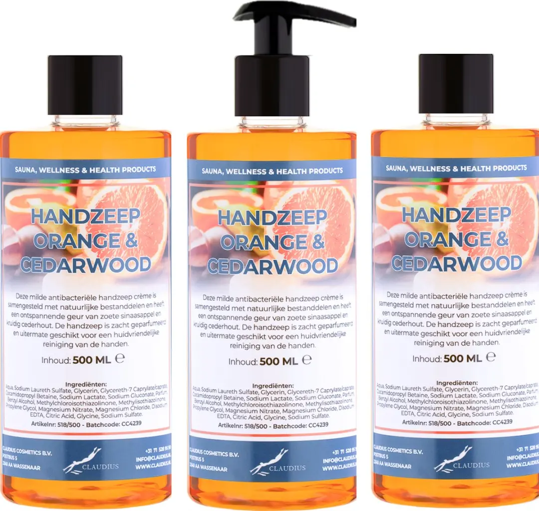 Splashbox Cosmetics Handzeep Sweet Orange & Cedarwood 500ml - 3 Stuks