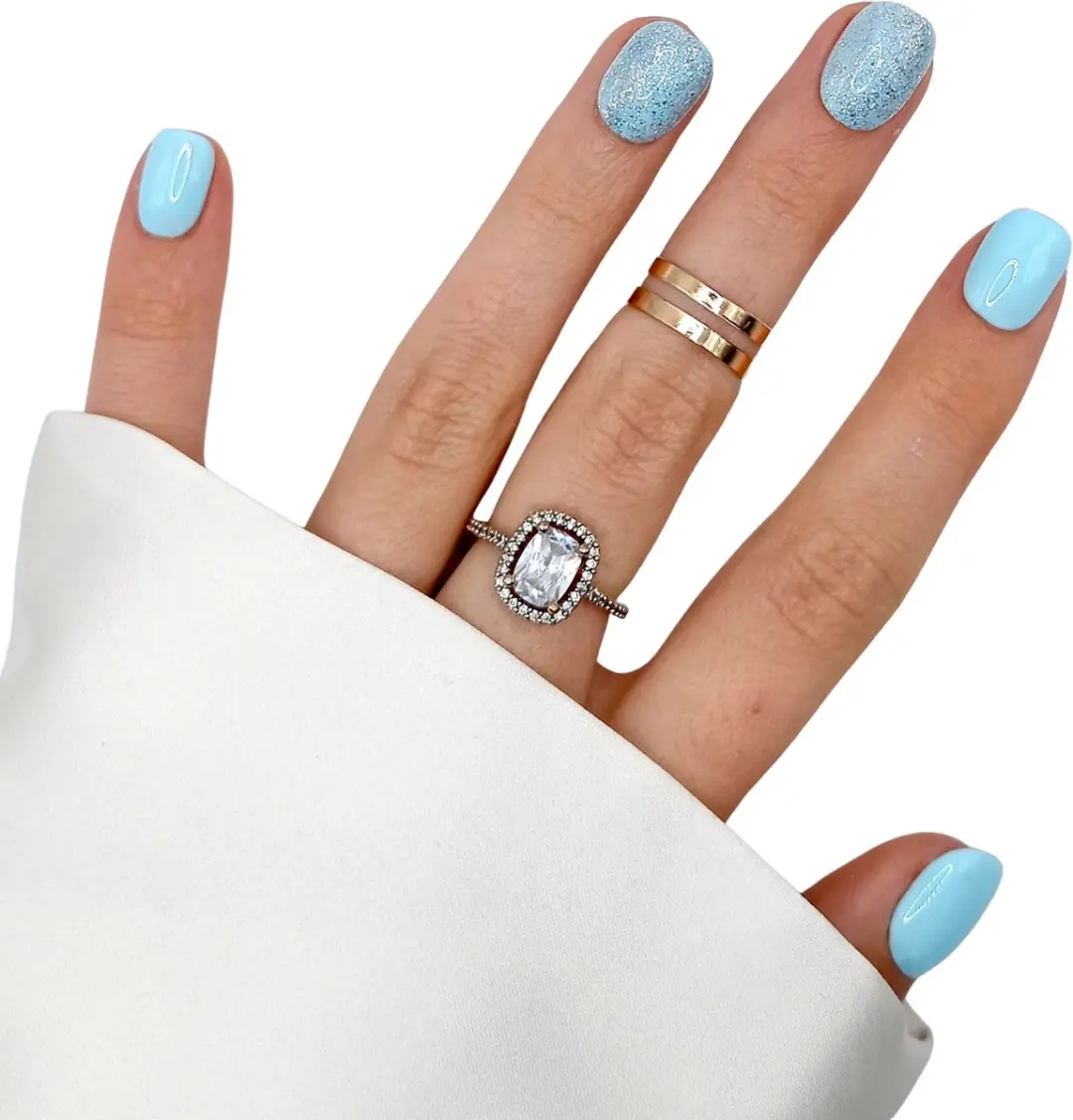 SD Press on Nails Blauw Glitter Nagelset - 20 Stuks - XS