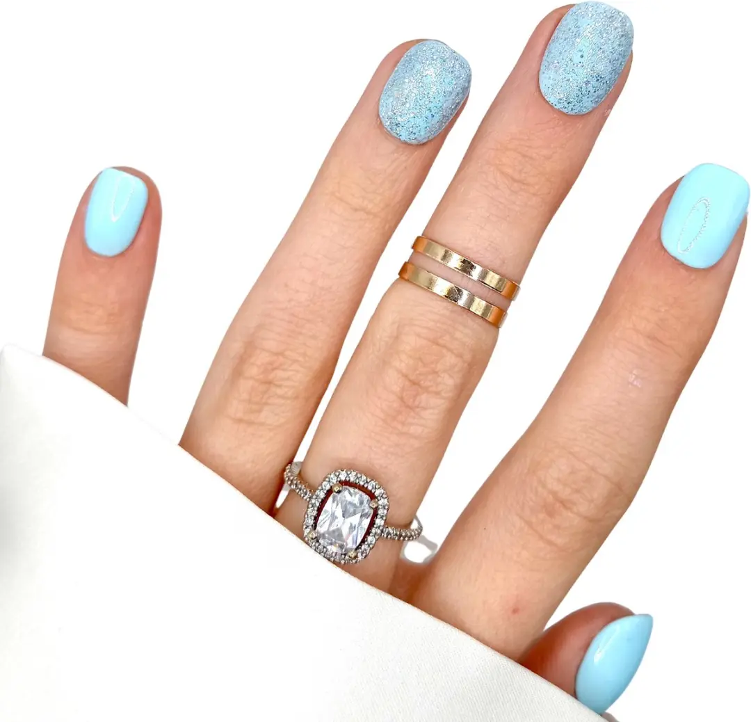 SD Press on Nails Blauw Glitter Nagelset - 20 Stuks - XS