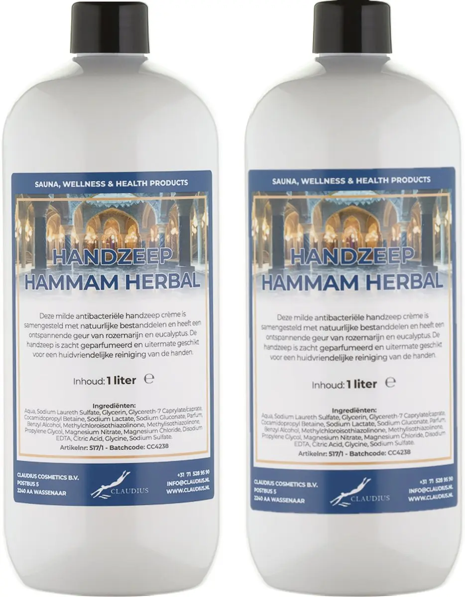 Splashbox Cosmetics Hammam Herbal Handzeep 1L - Set van 2