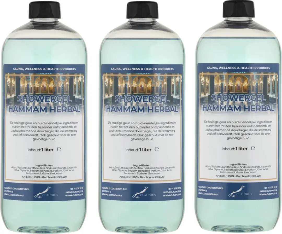 Splashbox Cosmetics Hammam Herbal Douchegel 1L - 3 Stuks