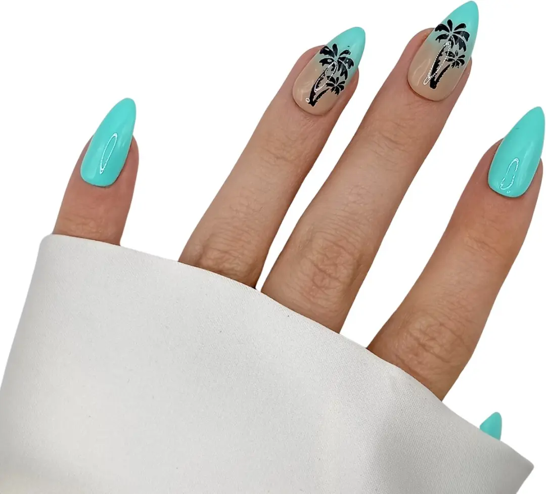 SD Press on Nails No. 37 Beachball Plaknagels - Blauw - 20 Stuks