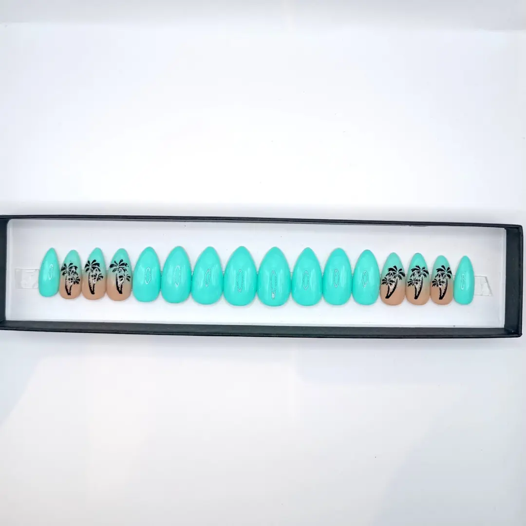 SD Press on Nails No. 37 Beachball Plaknagels - Blauw - 20 Stuks