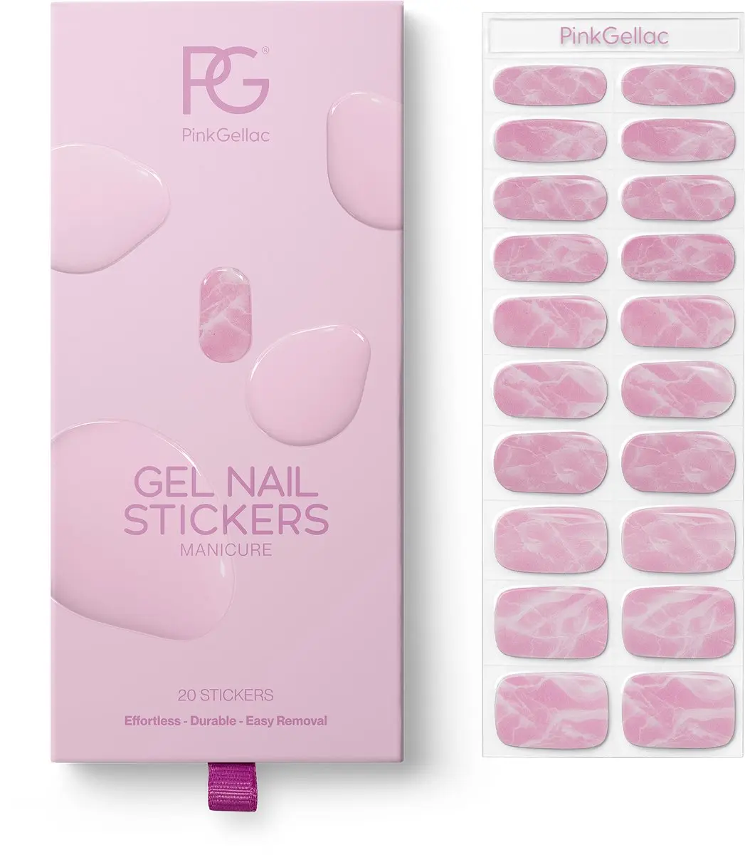 Pink Gellac UV Nagelstickers Marbled Pink - 20 Stuks