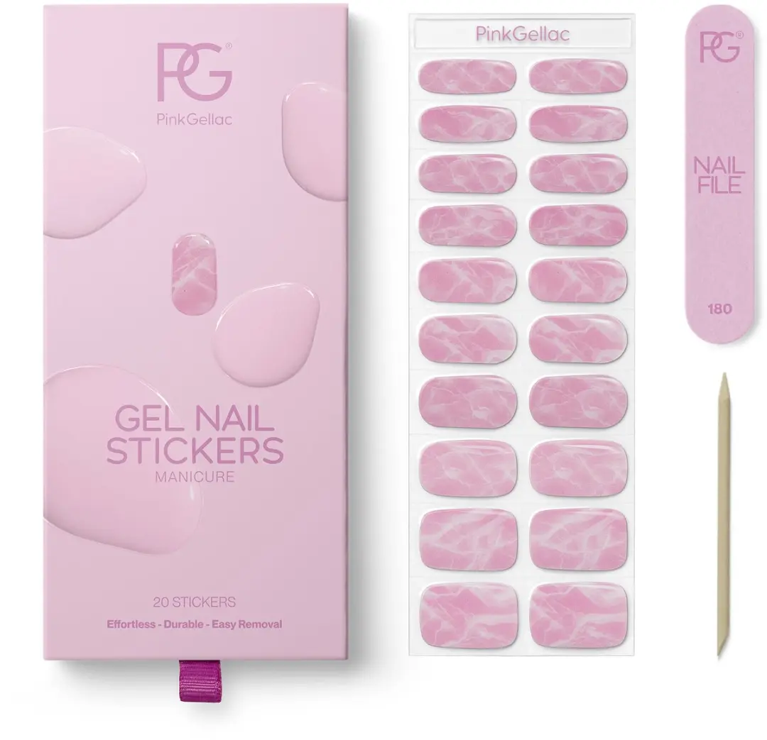 Pink Gellac UV Nagelstickers Marbled Pink - 20 Stuks