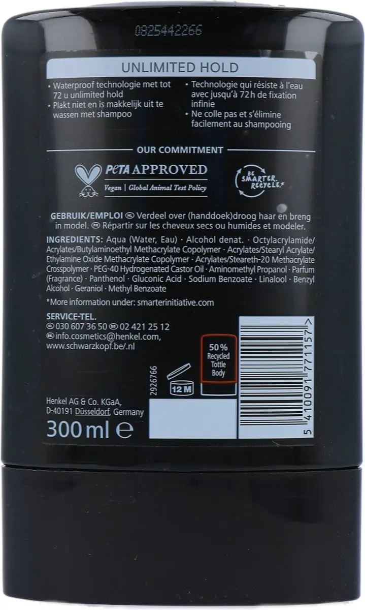 Taft Power Gel Unlimited Hold 300ml